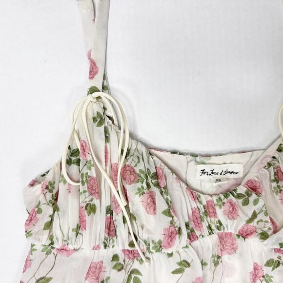 For Love‎ and Lemons Biscotti Rose Print Cropped Cami Top - Picture 4 of 6